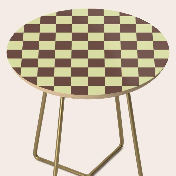 Chocolate x Pistachio Cream Mixed Checker Side Table Gallery Image 2