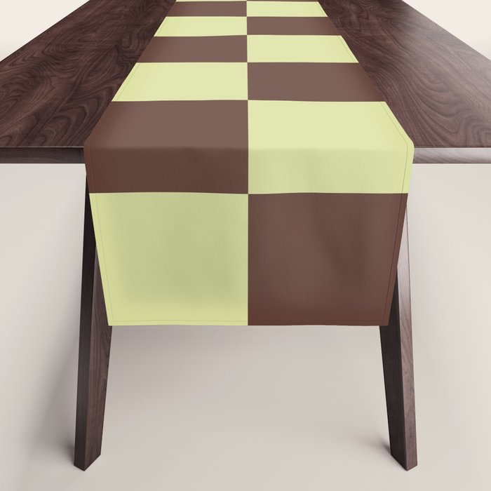 Chocolate x Pistachio Cream Mixed Checker Table Runner Gallery Image 1