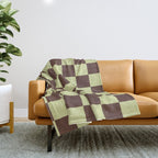 Chocolate x Pistachio Cream Mixed Checker Throw Blanket Gallery Image 1
