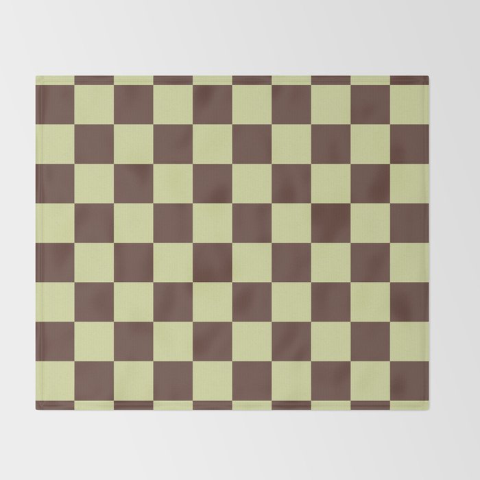 Chocolate x Pistachio Cream Mixed Checker Throw Blanket Gallery Image 2