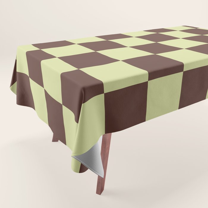 Chocolate x Pistachio Cream Mixed Checker Tablecloth Gallery Image 1