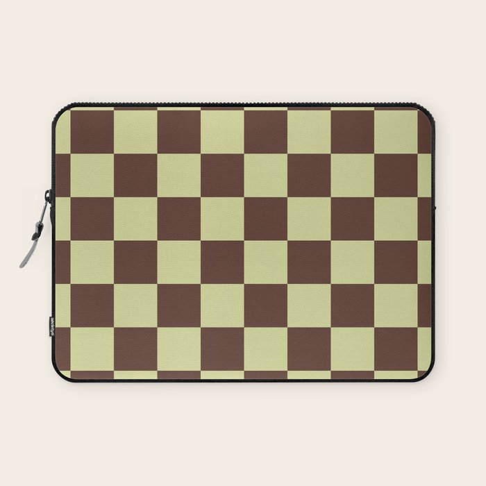 Chocolate x Pistachio Cream Mixed Checker Laptop Sleeve Gallery Image 1