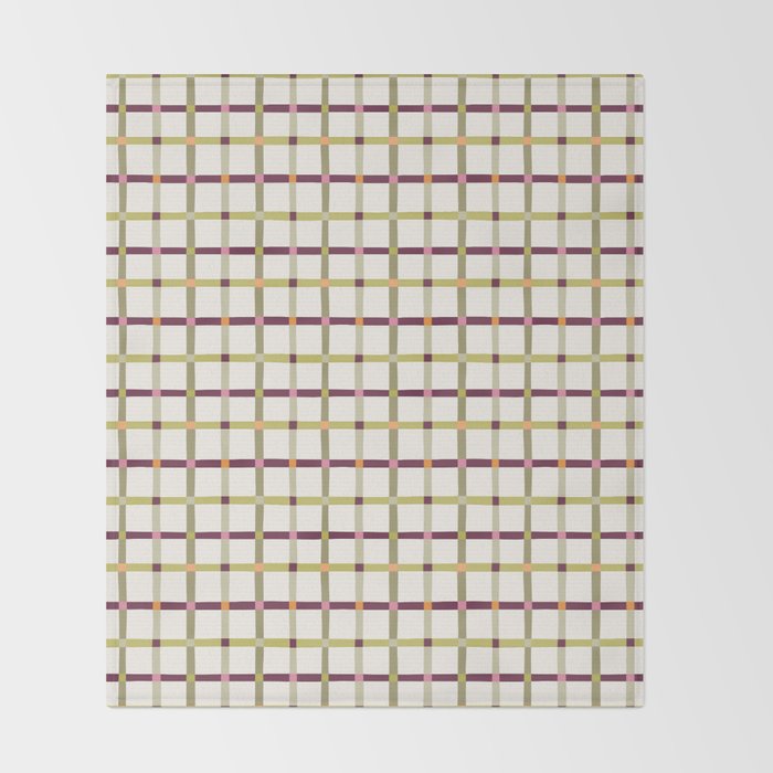 Windowpane Plaid - Olive Green and Burgundy Throw Blanket Gallery Image 2