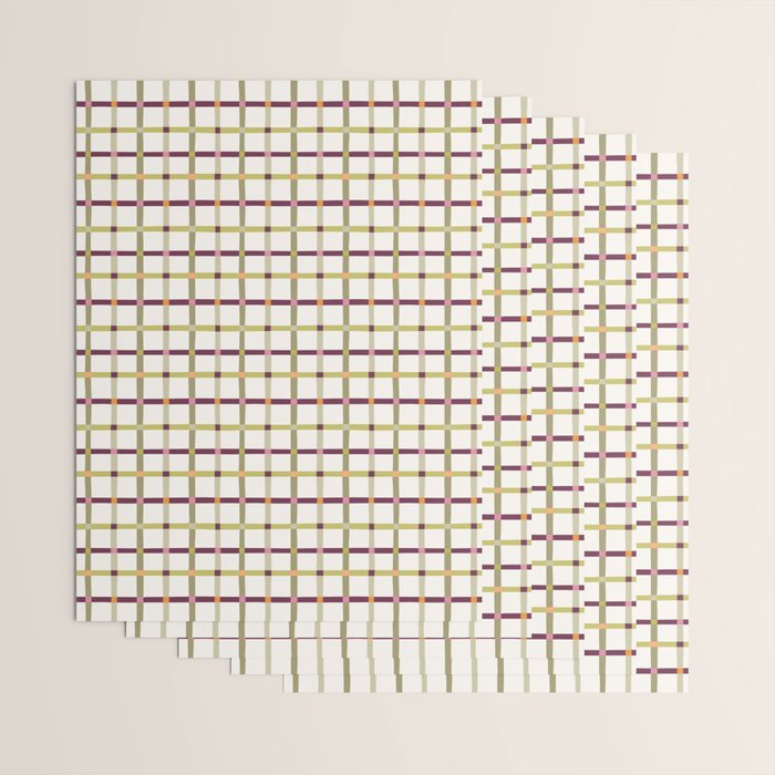 Windowpane Plaid - Olive Green and Burgundy Wrapping Paper Gallery Image 3