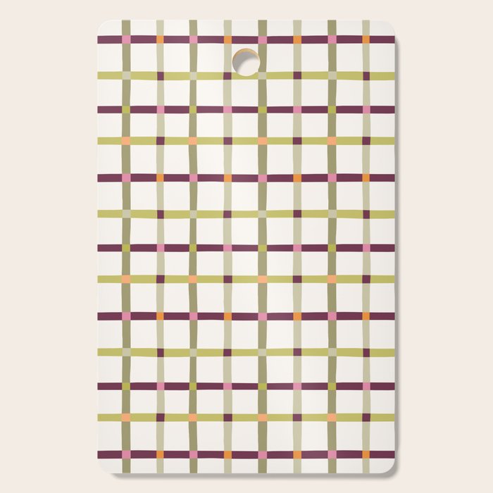 Windowpane Plaid - Olive Green and Burgundy Cutting Board Gallery Image 1
