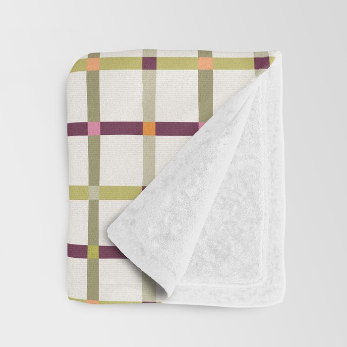 Windowpane Plaid - Olive Green and Burgundy Throw Blanket Gallery Image 3