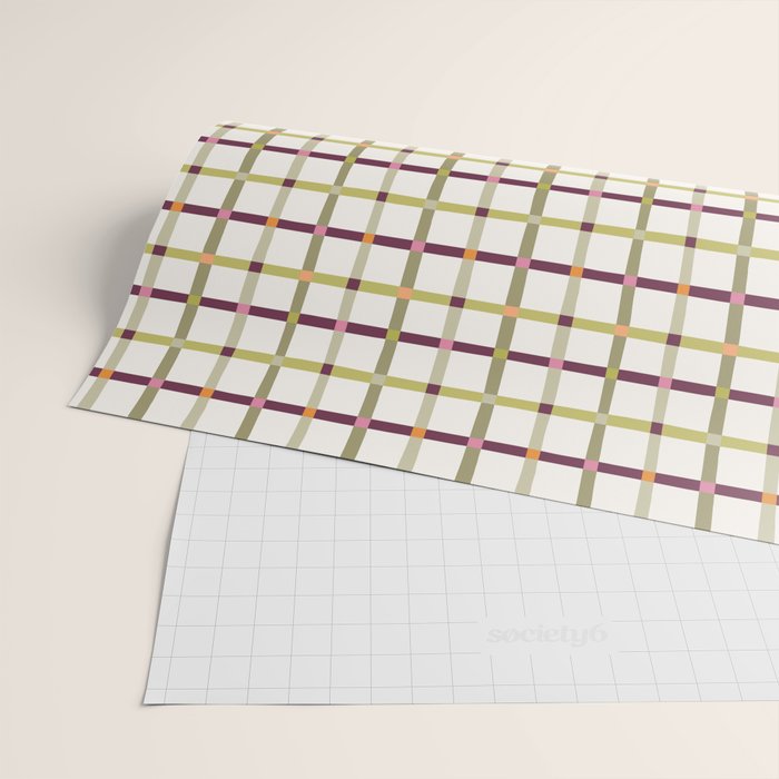 Windowpane Plaid - Olive Green and Burgundy Wrapping Paper Gallery Image 2