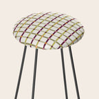 Windowpane Plaid - Olive Green and Burgundy Stool Gallery Image 2