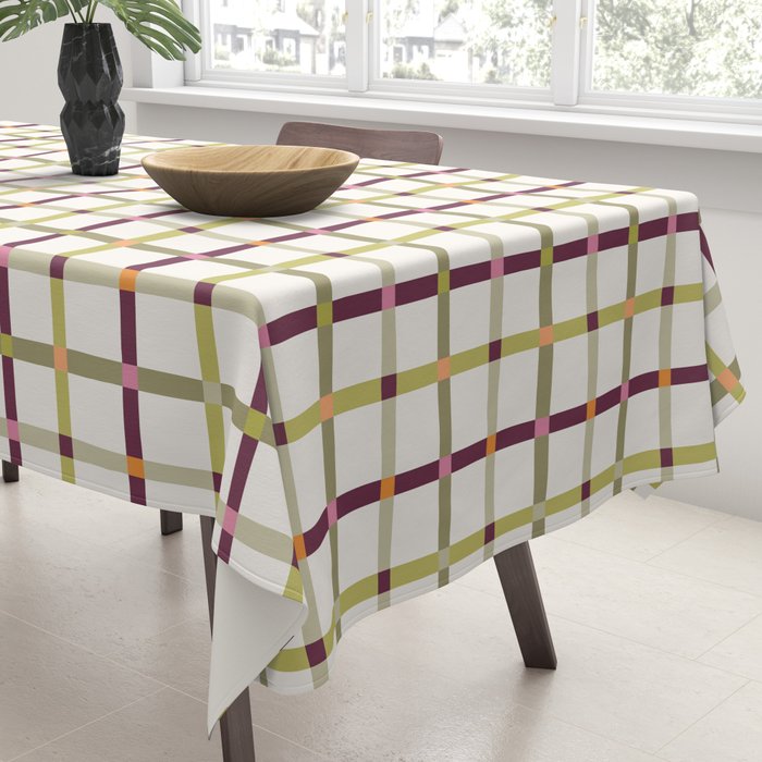 Windowpane Plaid - Olive Green and Burgundy Tablecloth Gallery Image 3