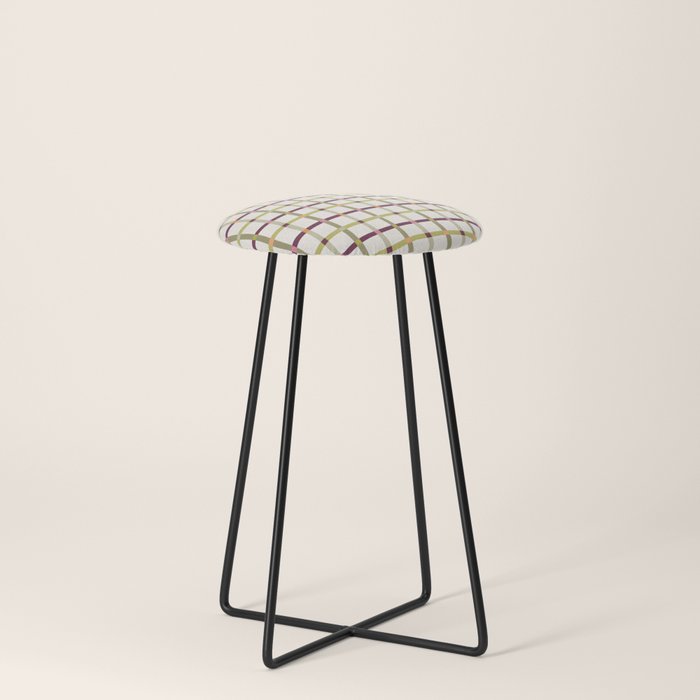 Windowpane Plaid - Olive Green and Burgundy Stool Gallery Image 3