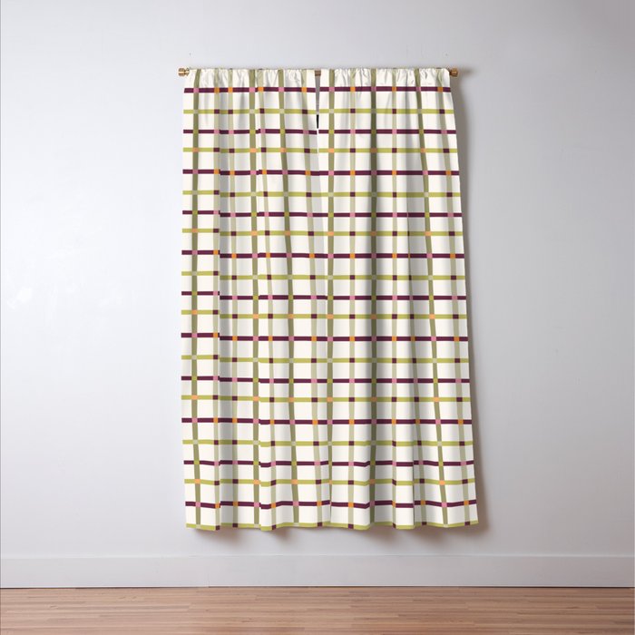Windowpane Plaid - Olive Green and Burgundy Window Curtain Gallery Image 3