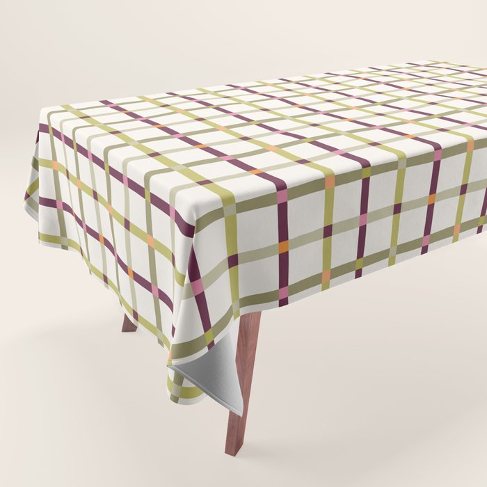 Windowpane Plaid - Olive Green and Burgundy Tablecloth Gallery Image 1