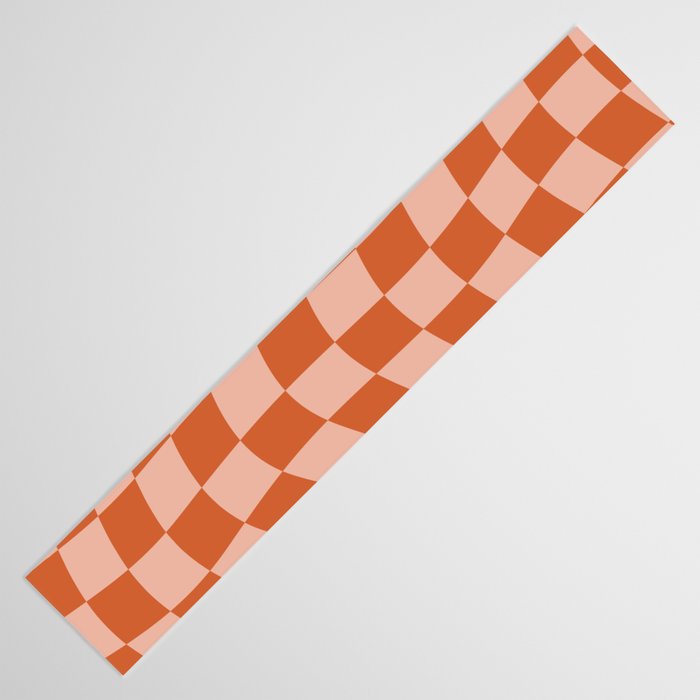 Warped Check Pattern Pumpkin Peach Table Runner Gallery Image 3