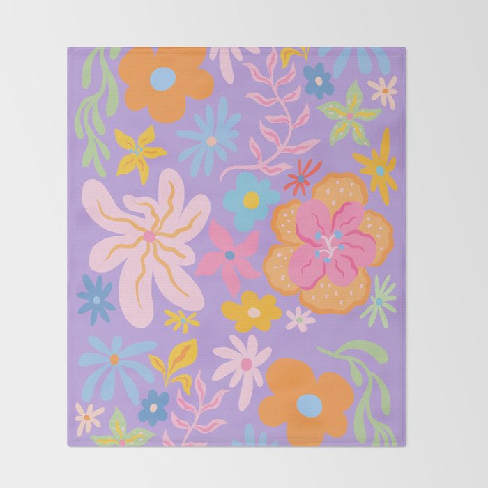 Candy Flowers Lilac Throw Blanket Gallery Image 2