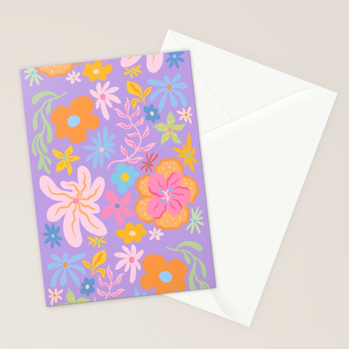Candy Flowers Lilac Stationery Card Gallery Image 2