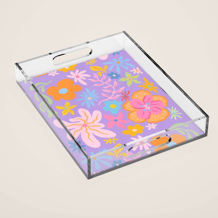 Candy Flowers Lilac Acrylic Tray Gallery Image 1