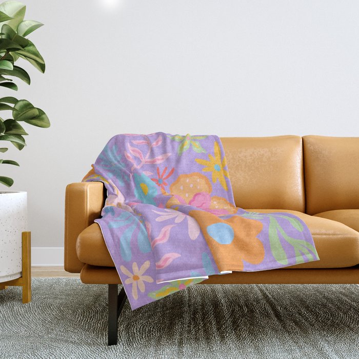 Candy Flowers Lilac Throw Blanket Gallery Image 1