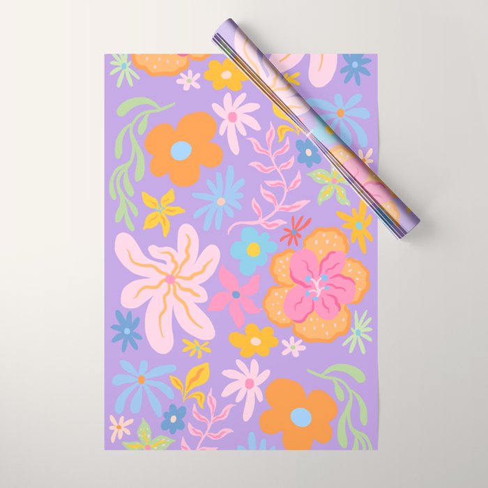 Candy Flowers Lilac Wrapping Paper Gallery Image 1