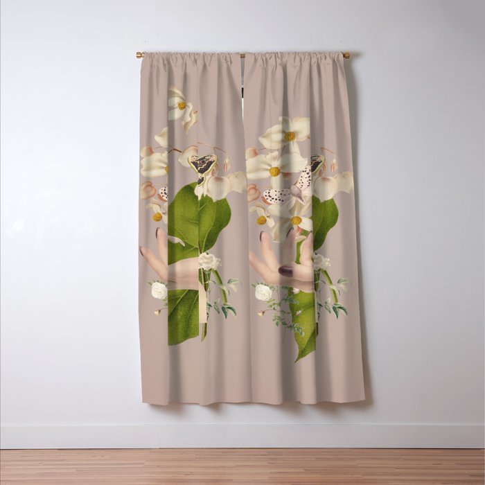 Minimal Collage/ Hand, Plants and Butterflies 8 Window Curtain Gallery Image 3
