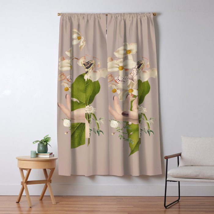 Minimal Collage/ Hand, Plants and Butterflies 8 Window Curtain Gallery Image 5