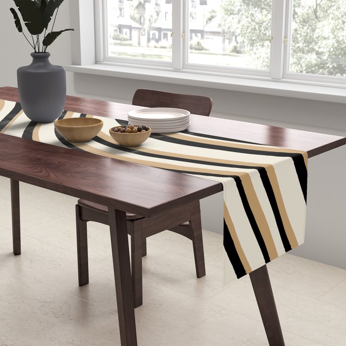 Wavy Stripes VII - Neutral Vintage Table Runner Gallery Image 2