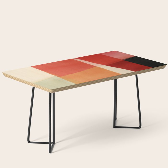 Warm Abstract Color Blocks in Red Orange and Cream Coffee Table Gallery Image 1