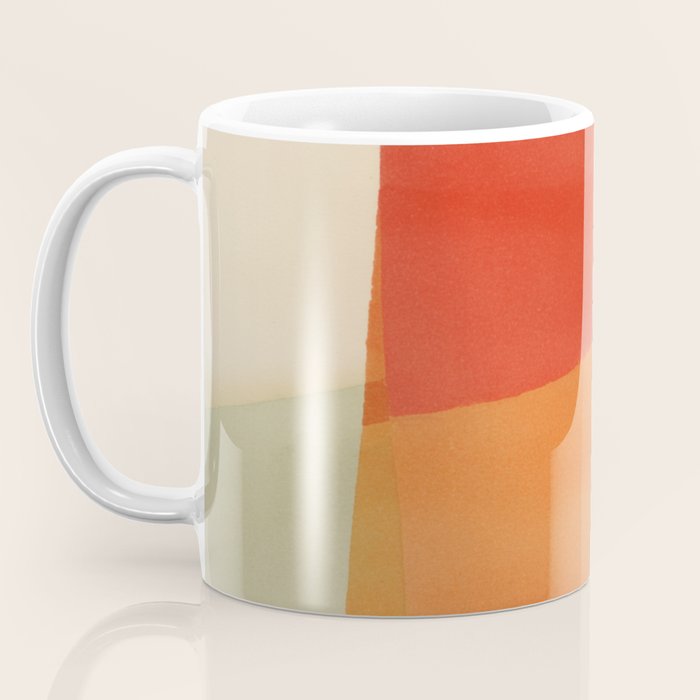 Warm Abstract Color Blocks in Red Orange and Cream Coffee Mug Gallery Image 3