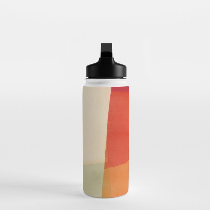 Warm Abstract Color Blocks in Red Orange and Cream Water Bottle Gallery Image 3