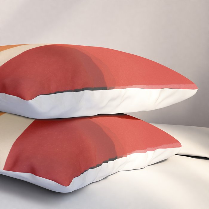 Warm Abstract Color Blocks in Red Orange and Cream Pillow Sham Gallery Image 3