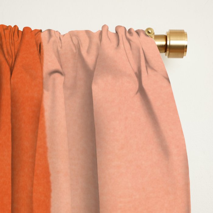 Warm Abstract Color Blocks in Red Orange and Cream Window Curtain Gallery Image 2
