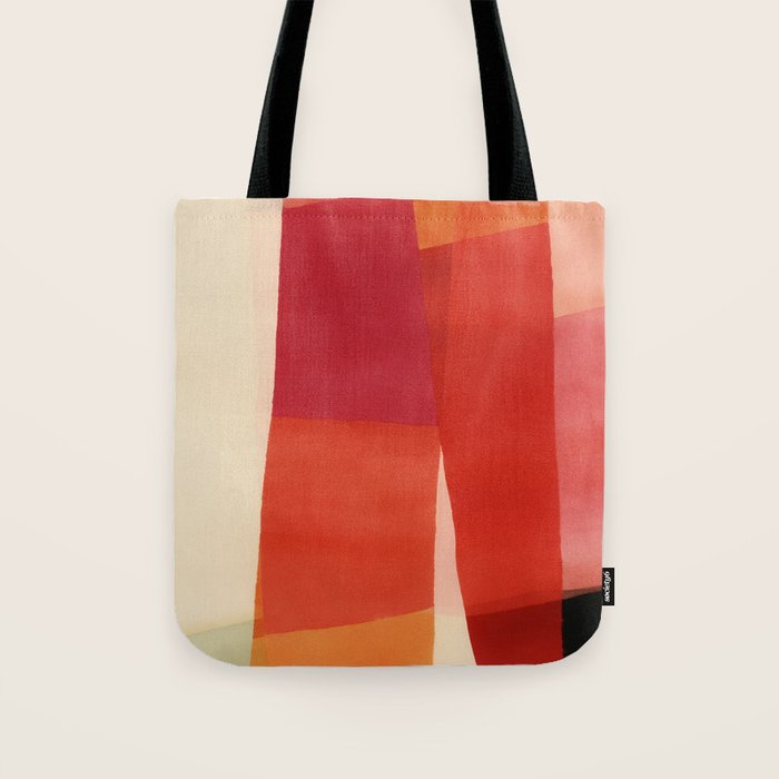 Warm Abstract Color Blocks in Red Orange and Cream Tote Bag Gallery Image 1