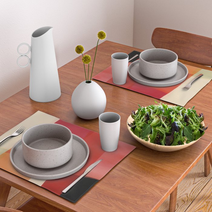 Warm Abstract Color Blocks in Red Orange and Cream Placemat Gallery Image 2