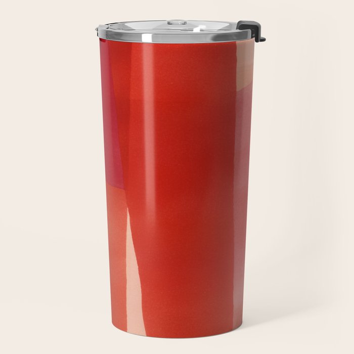 Warm Abstract Color Blocks in Red Orange and Cream Travel Mug Gallery Image 2