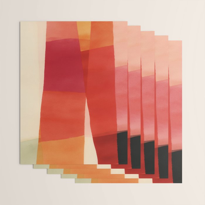 Warm Abstract Color Blocks in Red Orange and Cream Wrapping Paper Gallery Image 3