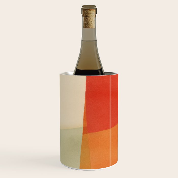 Warm Abstract Color Blocks in Red Orange and Cream Wine Chiller Gallery Image 2