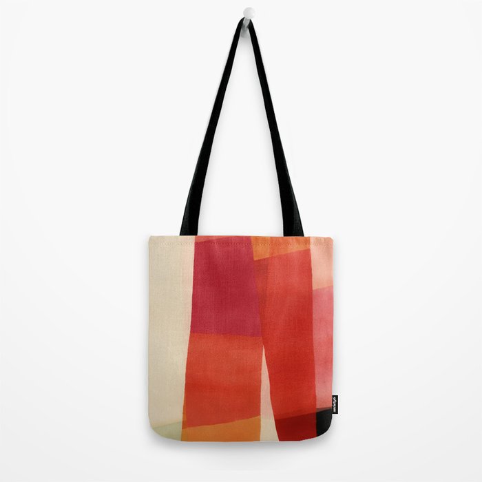 Warm Abstract Color Blocks in Red Orange and Cream Tote Bag Gallery Image 2