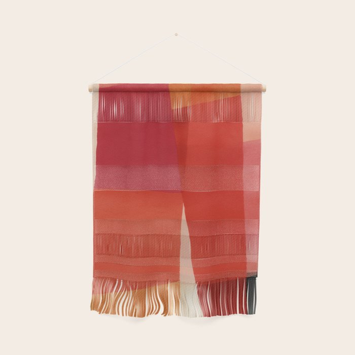 Warm Abstract Color Blocks in Red Orange and Cream Wall Hanging Gallery Image 1
