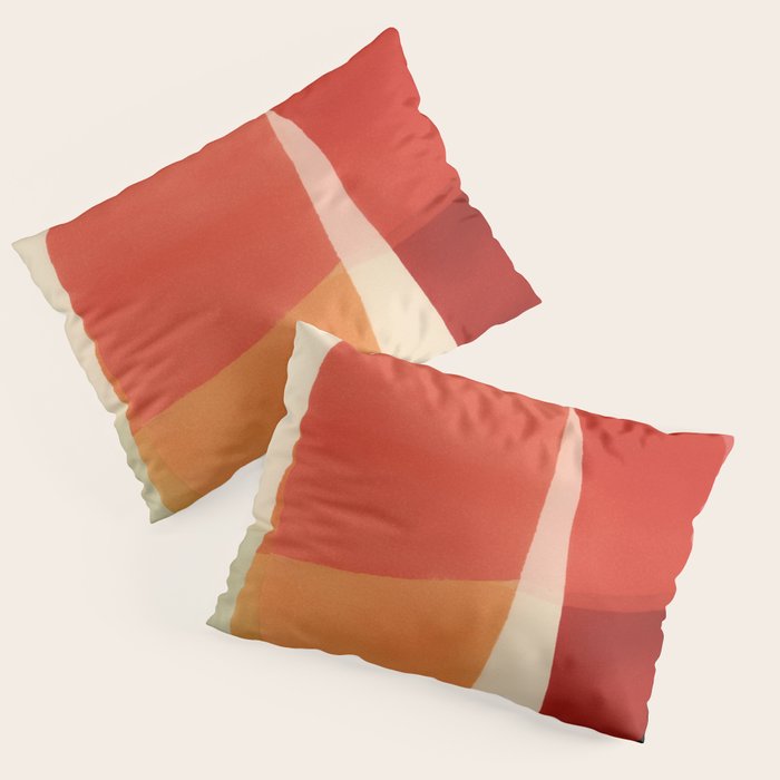Warm Abstract Color Blocks in Red Orange and Cream Pillow Sham Gallery Image 3
