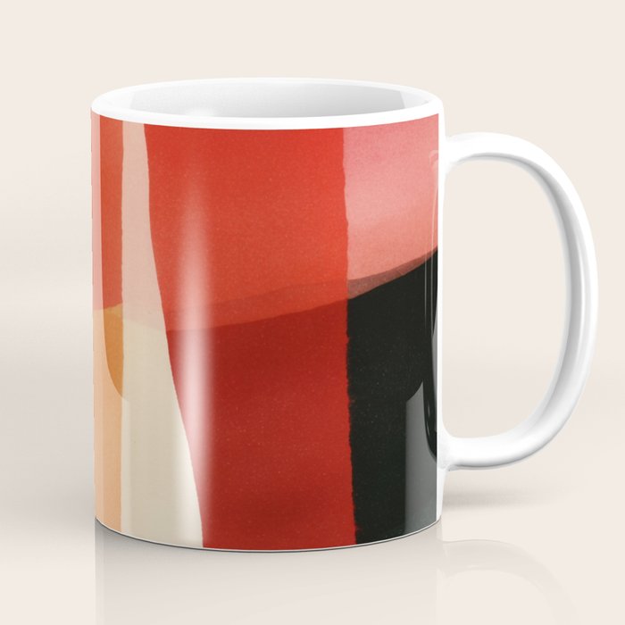 Warm Abstract Color Blocks in Red Orange and Cream Coffee Mug Gallery Image 1