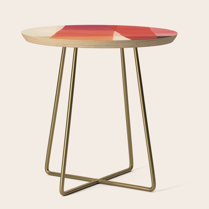 Warm Abstract Color Blocks in Red Orange and Cream Side Table Gallery Image 1