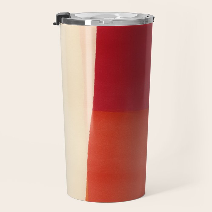 Warm Abstract Color Blocks in Red Orange and Cream Travel Mug Gallery Image 3