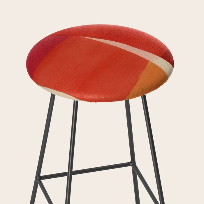 Warm Abstract Color Blocks in Red Orange and Cream Stool Gallery Image 2