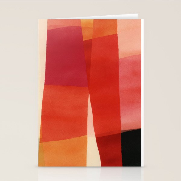 Warm Abstract Color Blocks in Red Orange and Cream Stationery Card Gallery Image 2