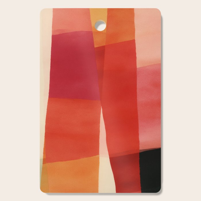 Warm Abstract Color Blocks in Red Orange and Cream Cutting Board Gallery Image 1