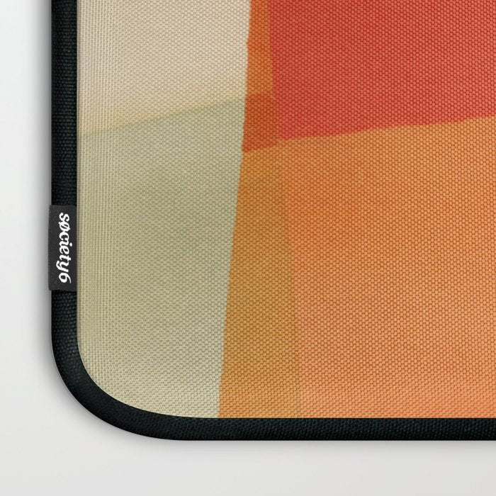 Warm Abstract Color Blocks in Red Orange and Cream Laptop Sleeve Gallery Image 3