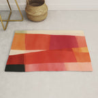 Warm Abstract Color Blocks in Red Orange and Cream Rug Gallery Image 1