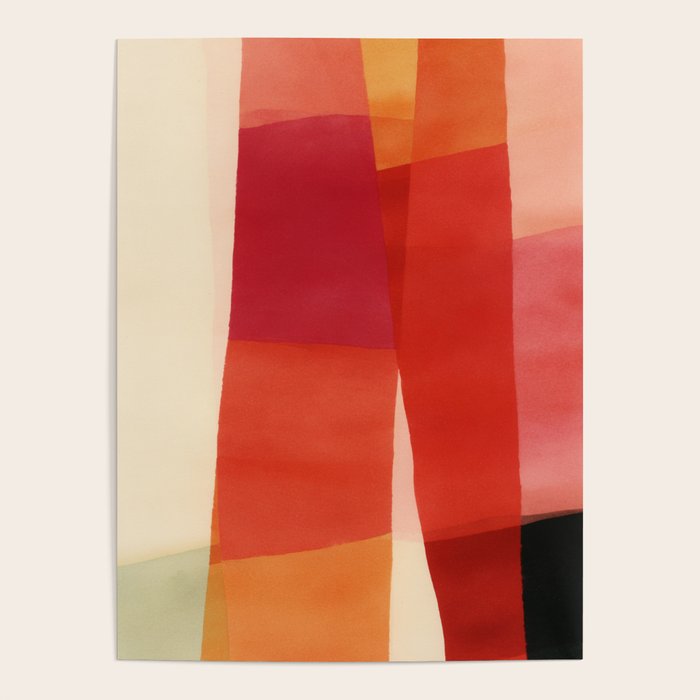 Warm Abstract Color Blocks in Red Orange and Cream Poster Gallery Image 4