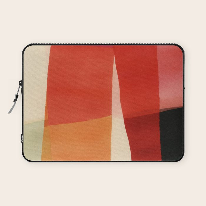 Warm Abstract Color Blocks in Red Orange and Cream Laptop Sleeve Gallery Image 1