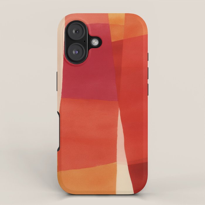 Warm Abstract Color Blocks in Red Orange and Cream iPhone Case Gallery Image 1