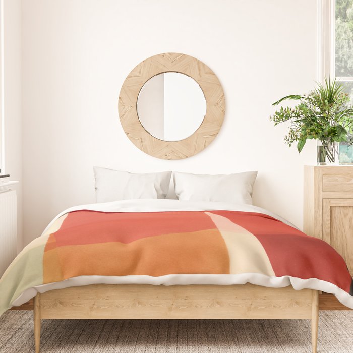 Warm Abstract Color Blocks in Red Orange and Cream Duvet Cover Gallery Image 3